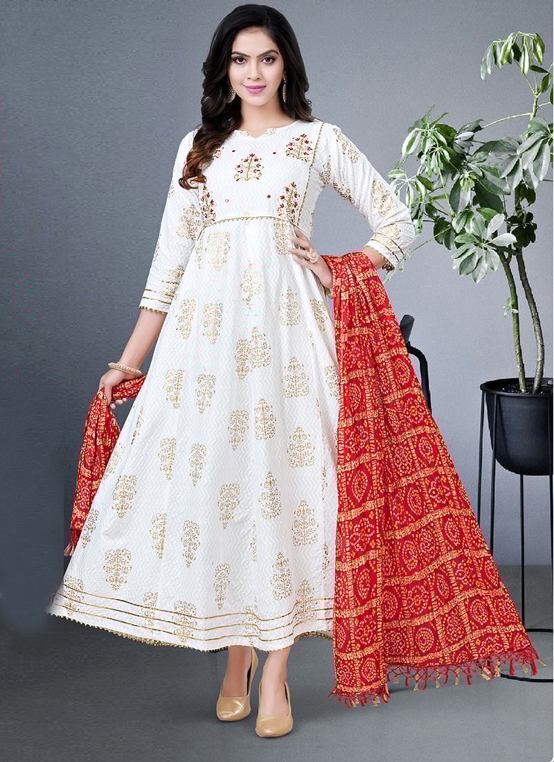 Red Chinon Bandhini Print Dupatta After Six Wear