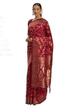 Red Color Zari Work Banarasi Silk Saree