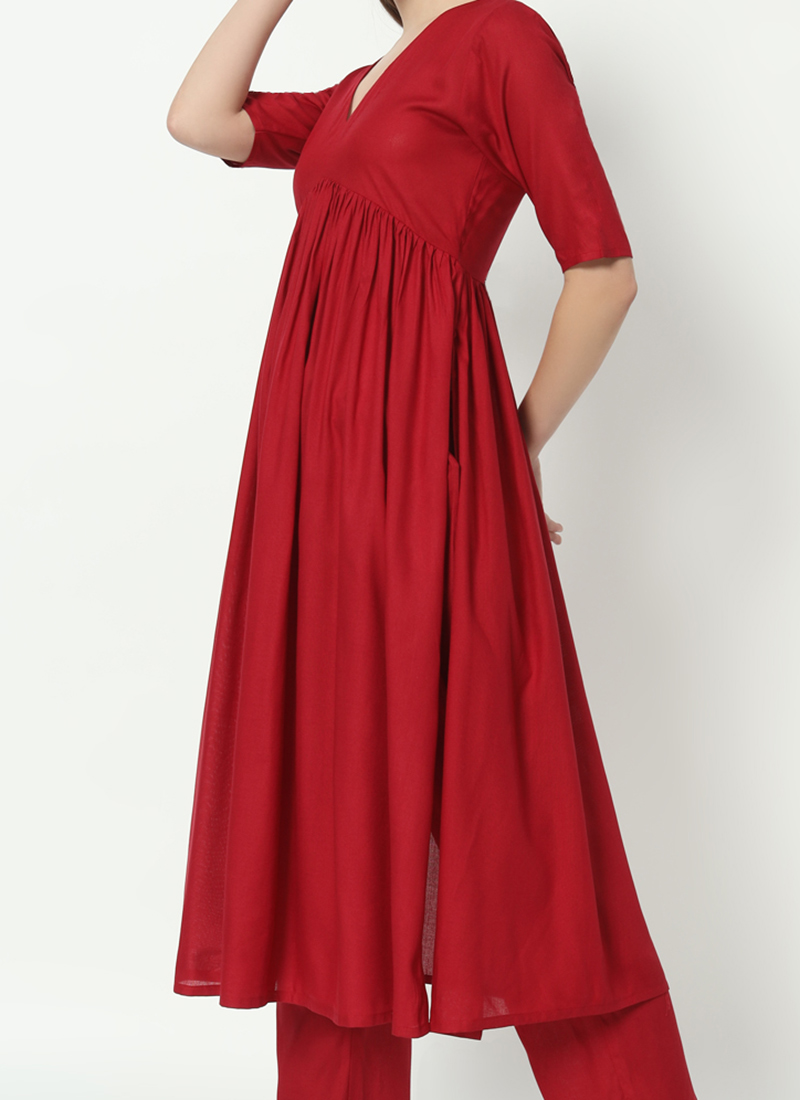 Lovesong Supima Cotton Red Kurta Set