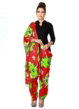 Red Cotton Semi Patiala Pant