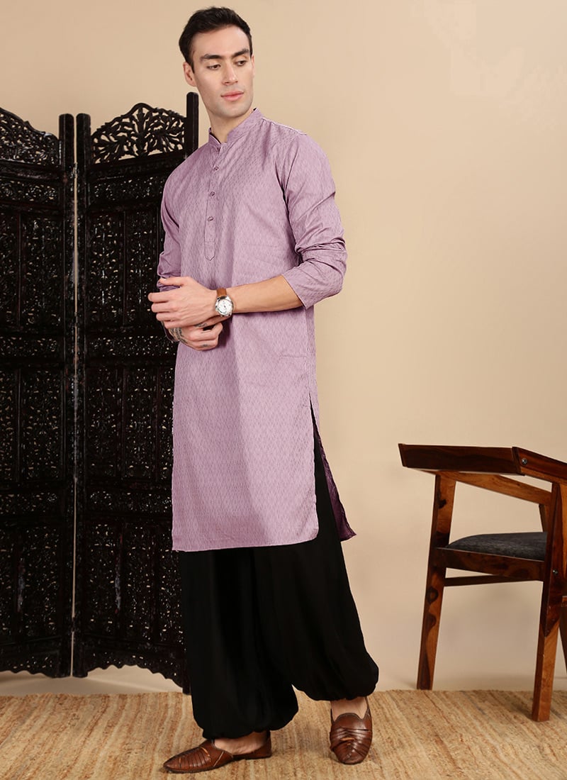 Red Cotton Textured Kurta