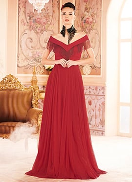 Red Georgette Anarkali Gown