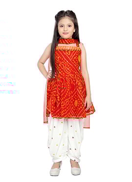 Red Georgette Printed Dhoti Suit