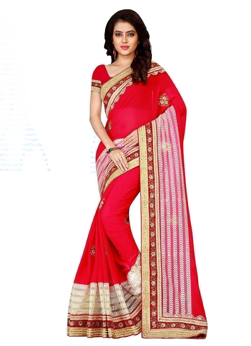 Red Georgette Saree Party Wear