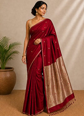 Red Handloom Woven Saree