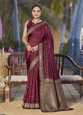 Red Jacquard Banarasi Silk Saree