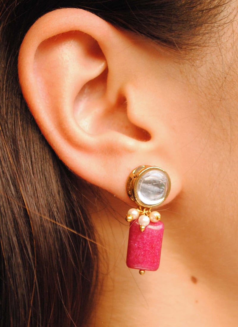 Red Kundan And Beads Drops After Six Wear