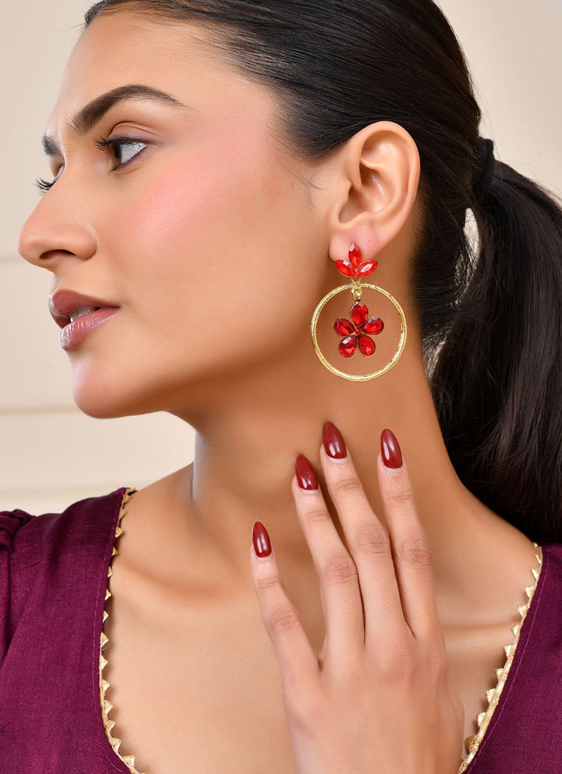 Red Kundan Drops After Six Wear