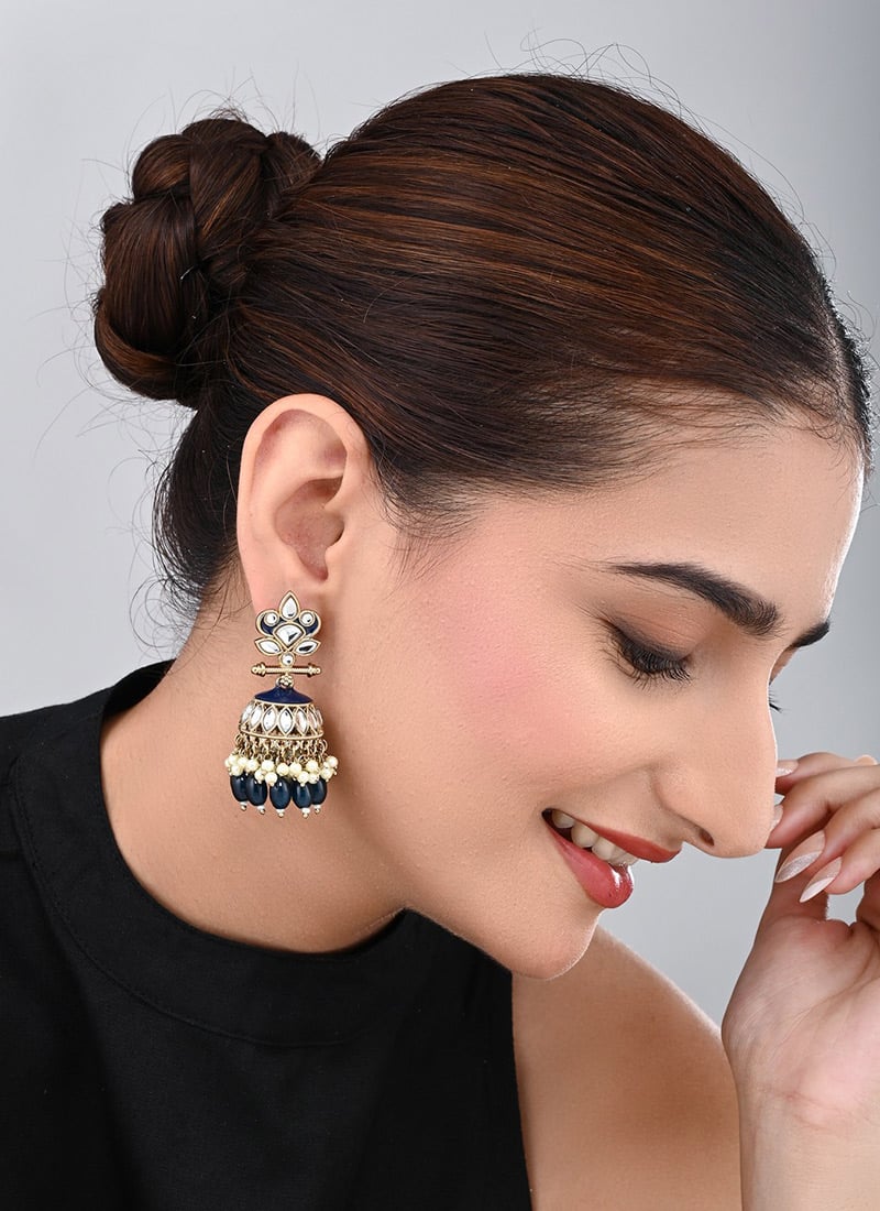 Red Kundan Meenakari Jhumka Earrings After Six Wear