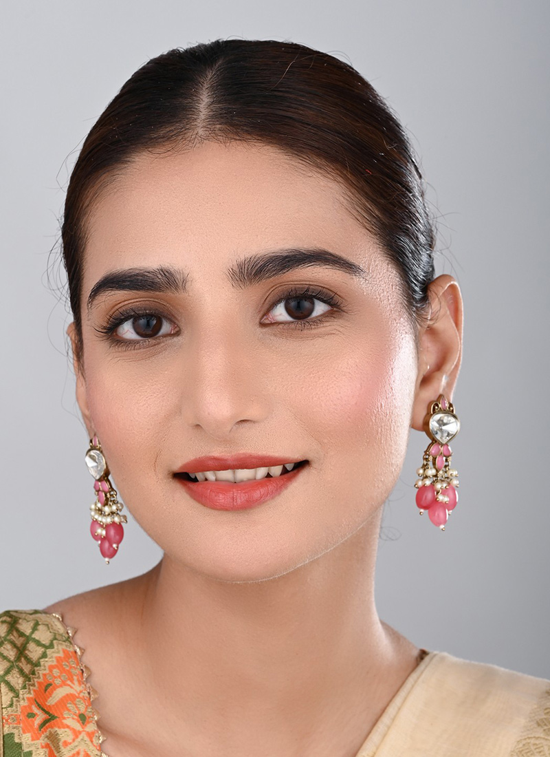 Red Kundan Pearl Dangler Earrings After Six Wear