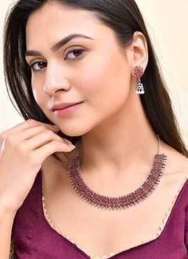 Red Kundan With Beads Necklace