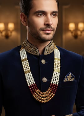 Red Moti Men Necklace