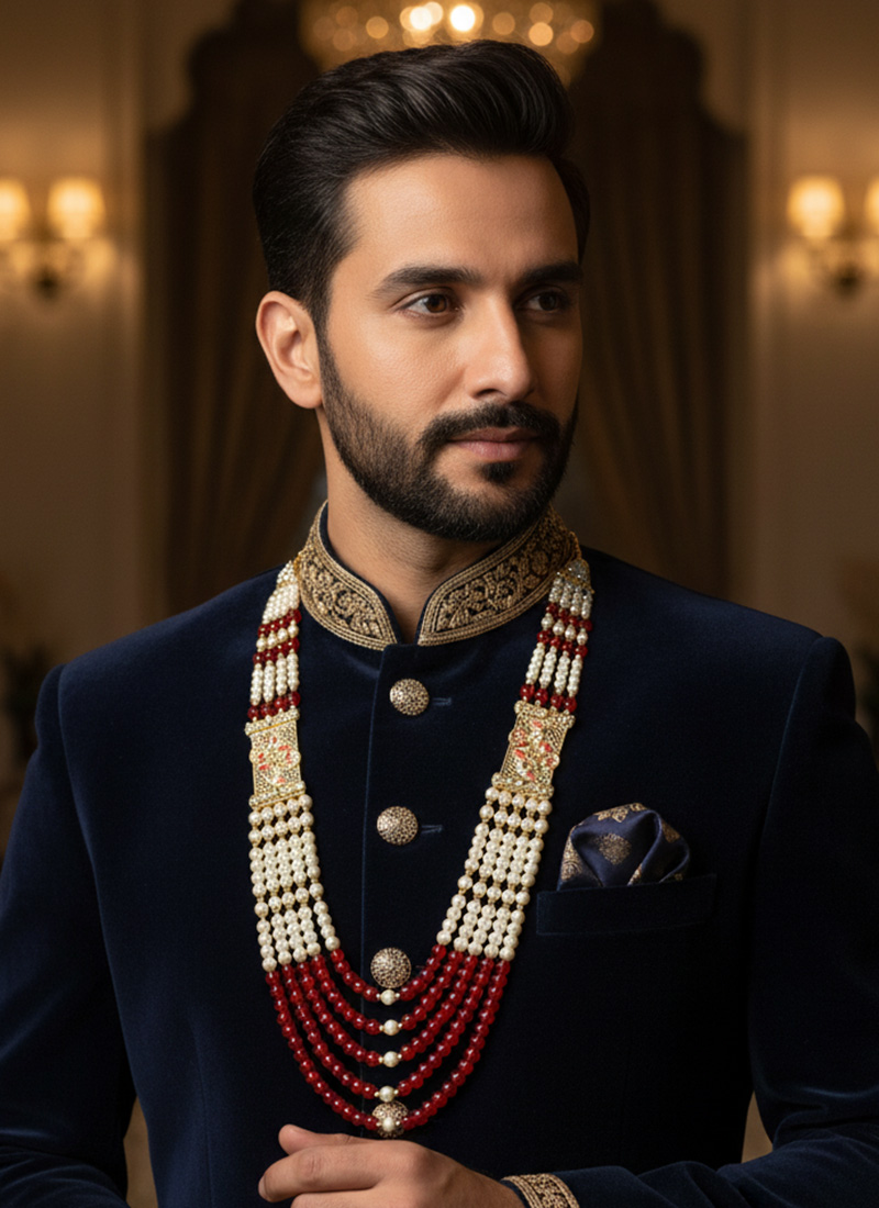 Red Moti Men Necklace