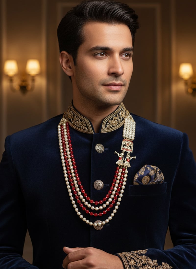 Red Moti Men Necklace