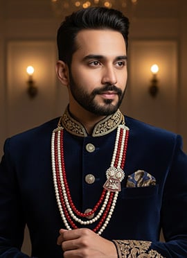 Red Moti Men Necklace