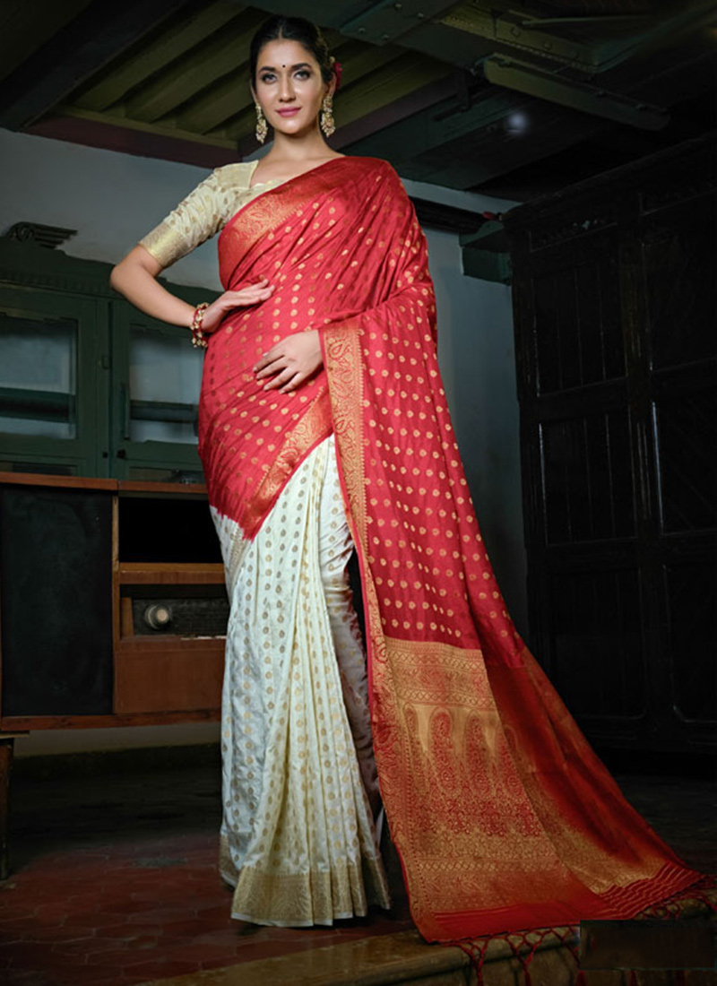 white colour half saree