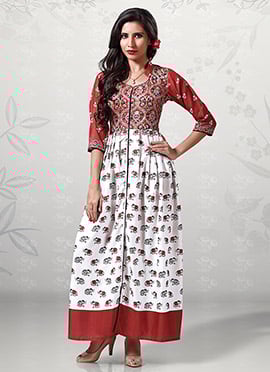 Red N White Cotton Kurti