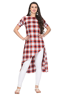 red and white kurti designs