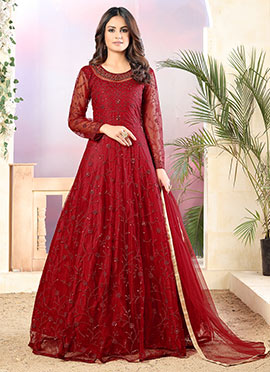 red anarkali dress online