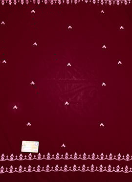 Red Net Embroidered Fabric