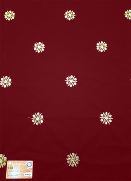 Red Net Embroidered Fabric