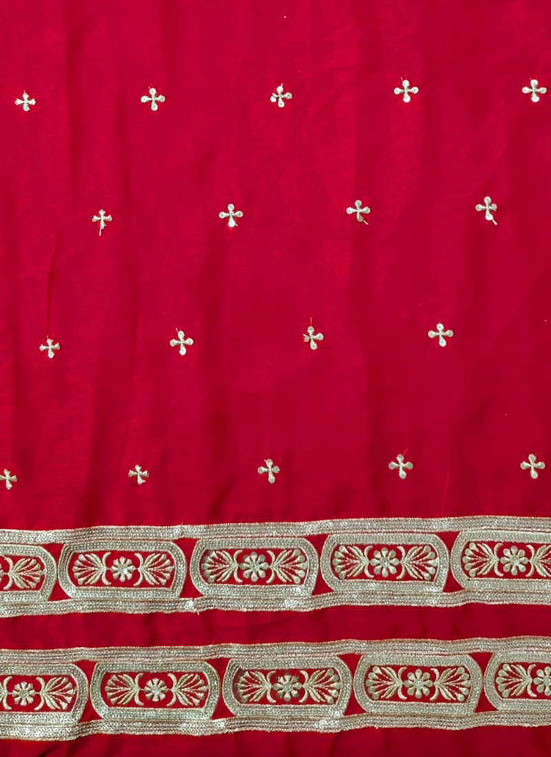 Red Organza Sequins Zari Dupatta