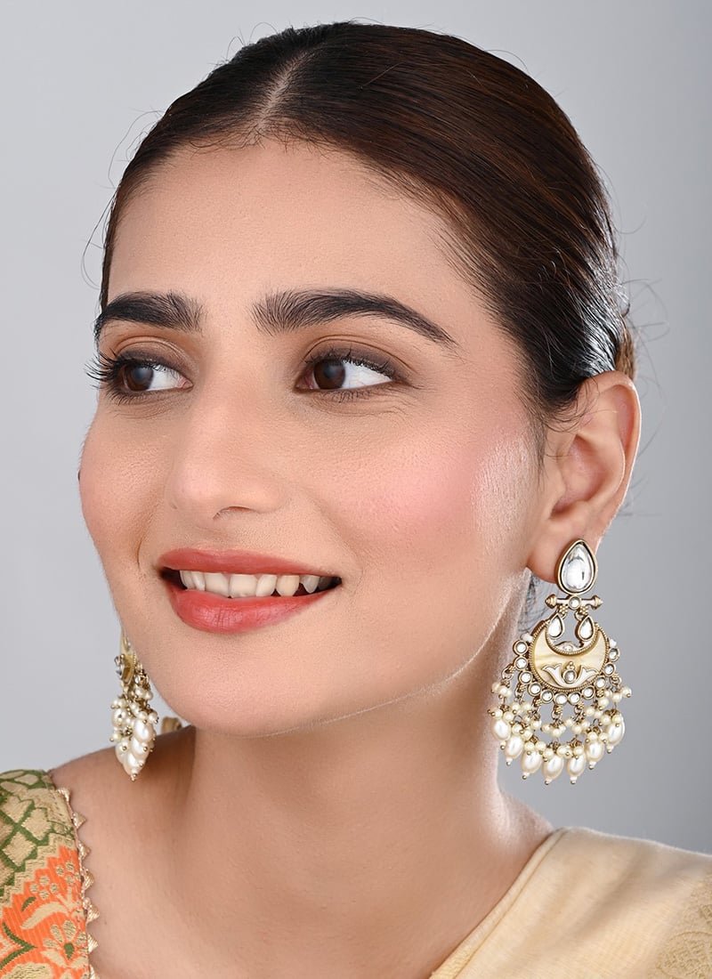 Red Pearl Chaand Bali Earrings After Six Wear