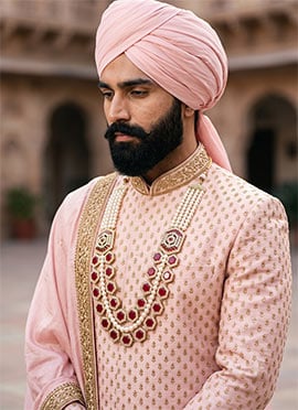 Red Pearl Geometric Mens Mala
