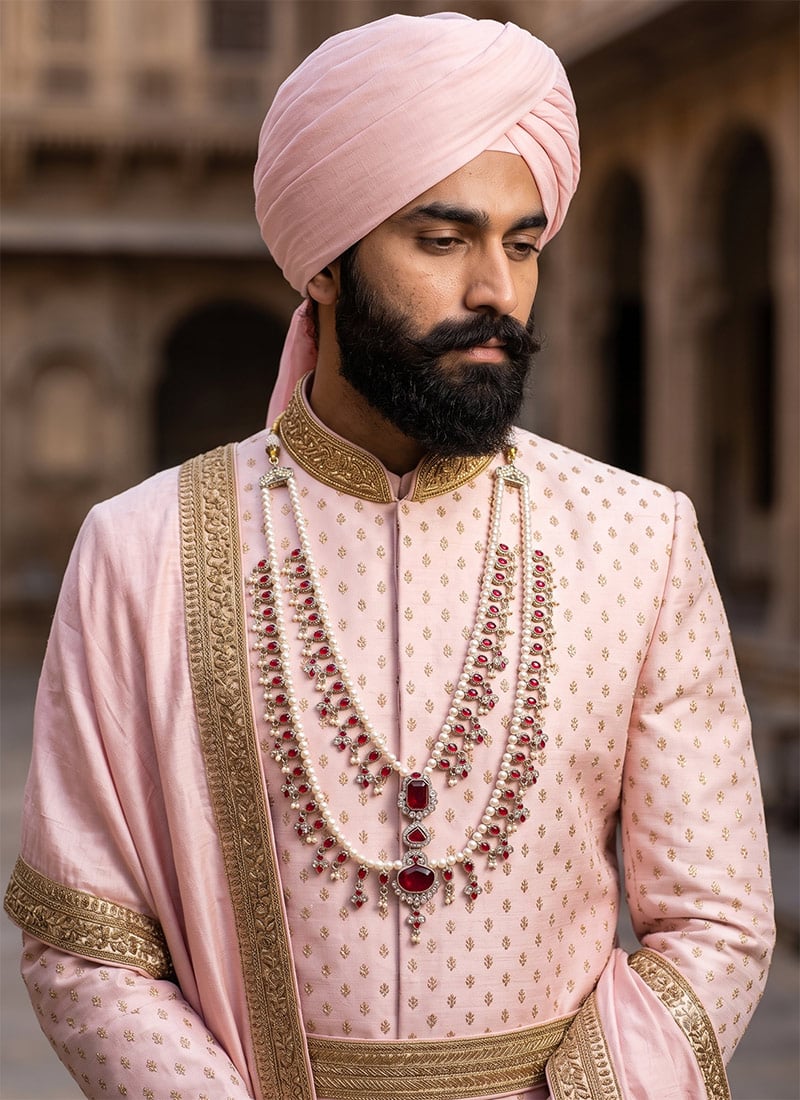 Red Pearl Stone Layered Mens Mala