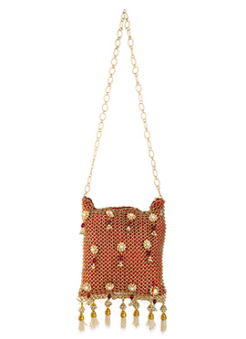 Red Silk Beads Potli