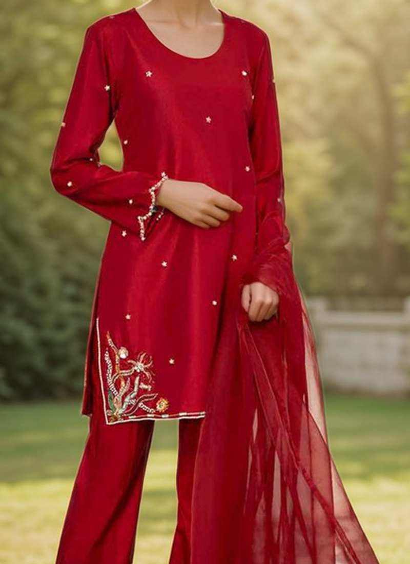 Lavender Zari Embroidered Wedding Wear Palazzo Suit