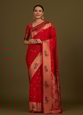 Red Silk Zari Woven Classy Saree