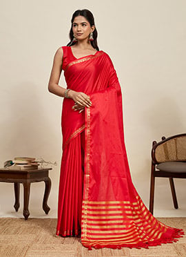 Red Silk Zari Woven Saree
