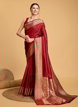 Red Soft Silk Zari Woven Ravishing Saree