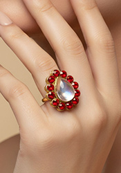 Red Stones Kundan Ring