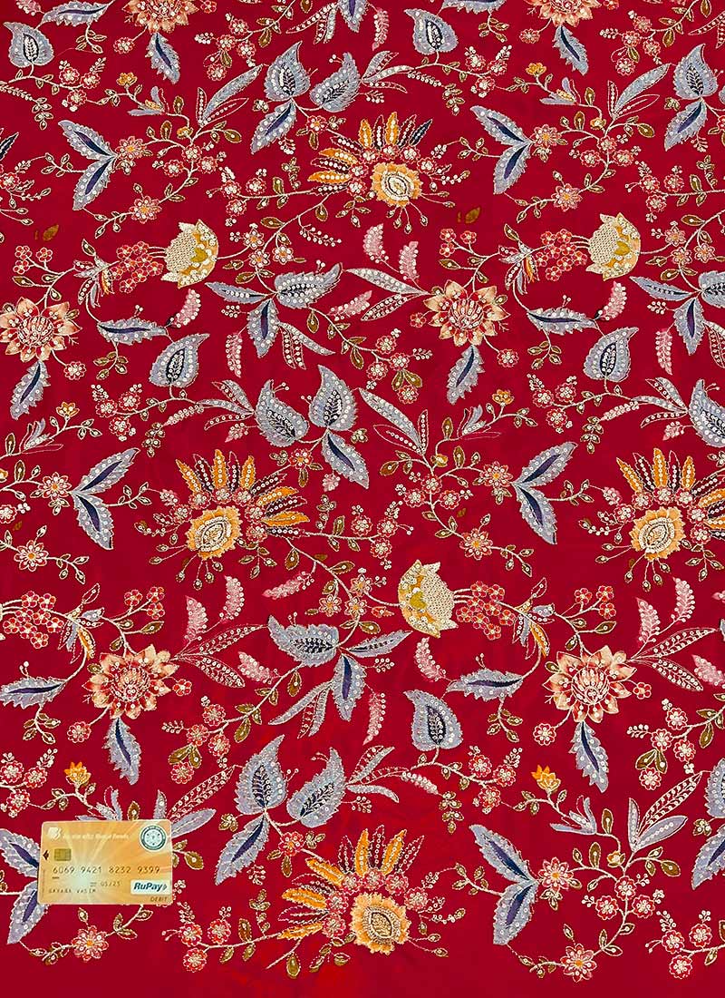 Red Viscose Printed Fabric
