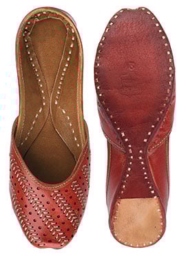 Red Zari Cut Work Juti