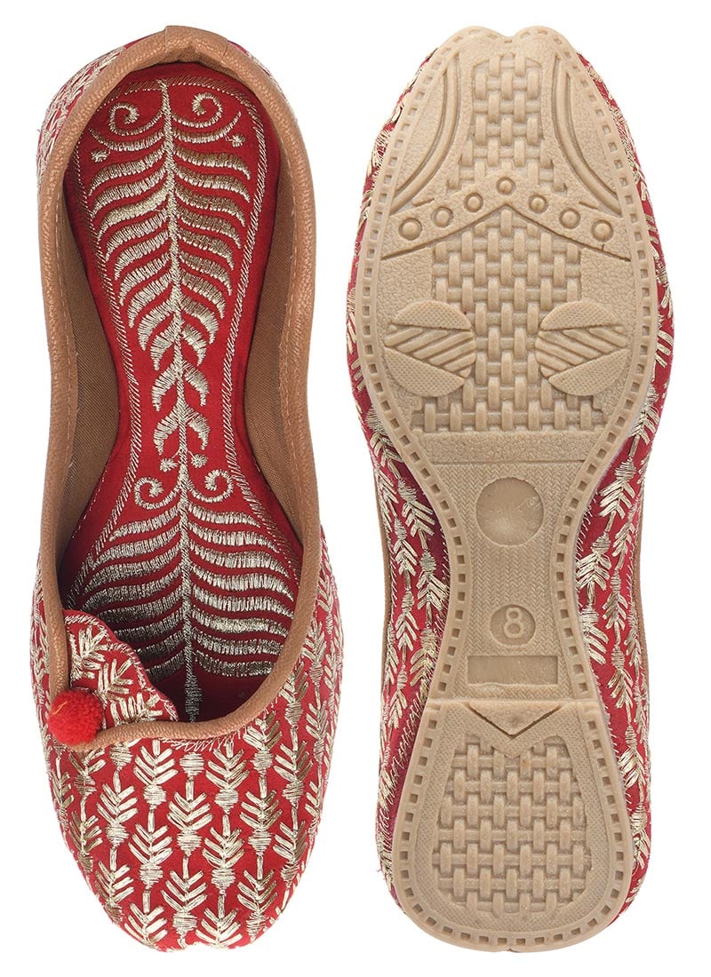Red Zari Work Juti