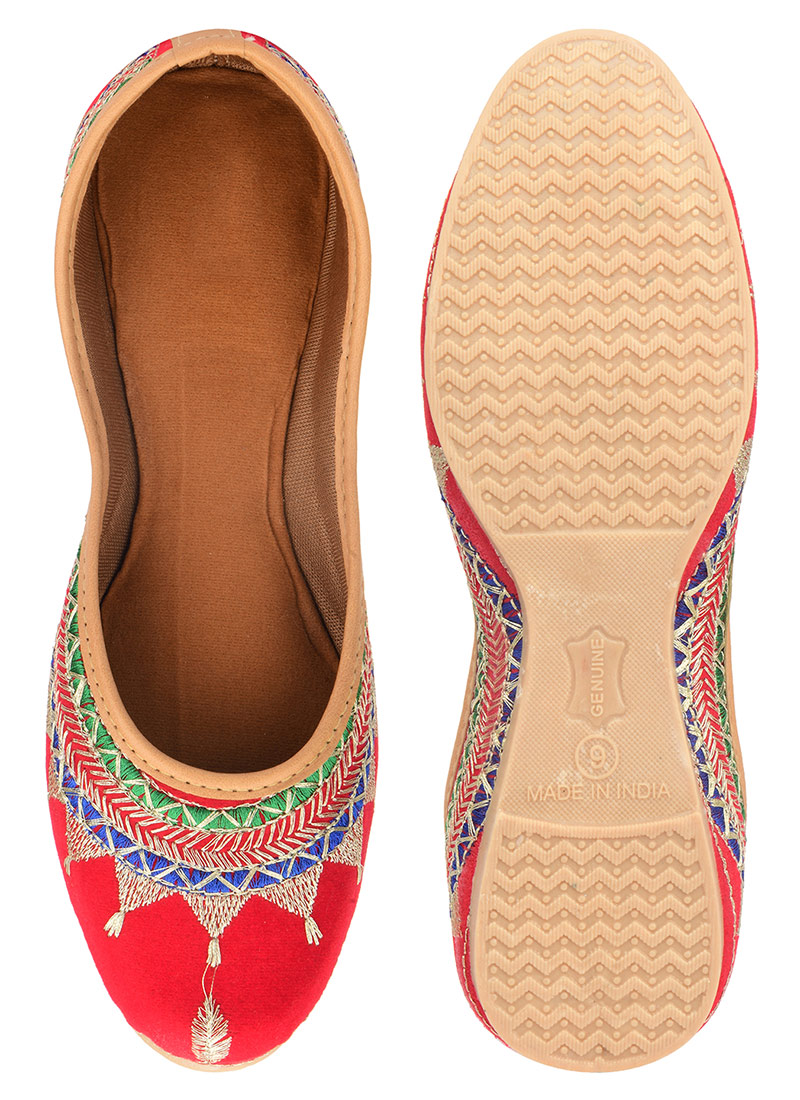 Red Zari Work Juti