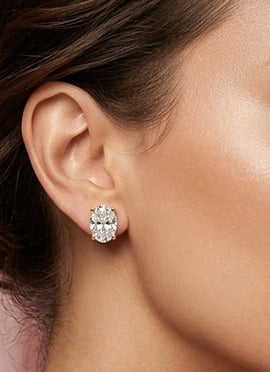 Refined Golden 925 Sterling Silver Stud Earrings With Moissanite Detailing