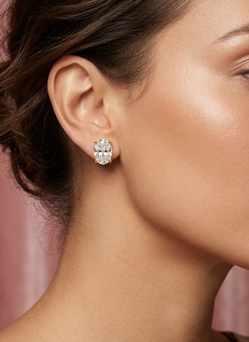 Refined Golden 925 Sterling Silver Stud Earrings With Moissanite Detailing Wedding Wear