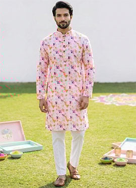Refined Multicolored Cotton Digital Print Kurta Pyjama