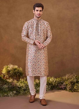 Refined Multicolour Digital Sequence Party Wear Kurta Pyjama Set