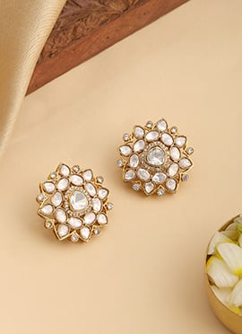 Refined White Kundan Studs
