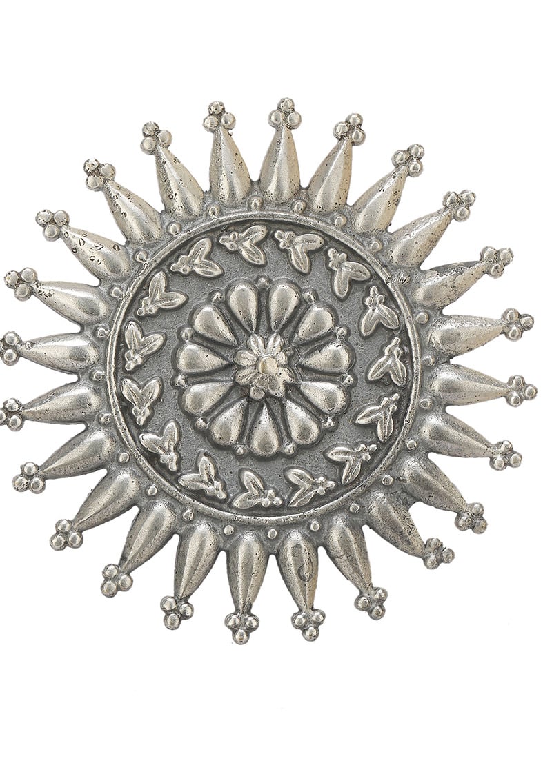 Regal Adjustable Silver Tone Brass Ring Party Wear