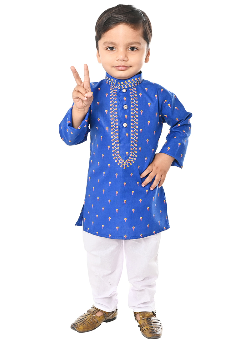 Regal Blended Cotton Kids Boys Kurta Pyjama Party Wear