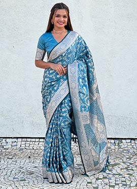 Regal Blue Banarasi Silk Zari Woven Saree