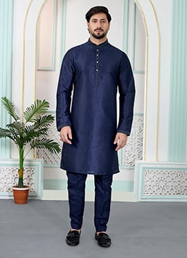 Regal Blue Silk Kurta Pyjama