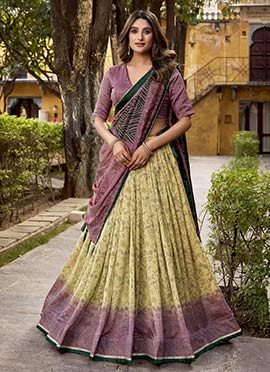 Regal Cream Vichitra Silk Printed Lehenga
