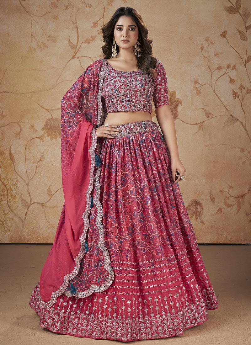 Regal Faux Georgette Printed Umbrella Lehenga Party Wear 